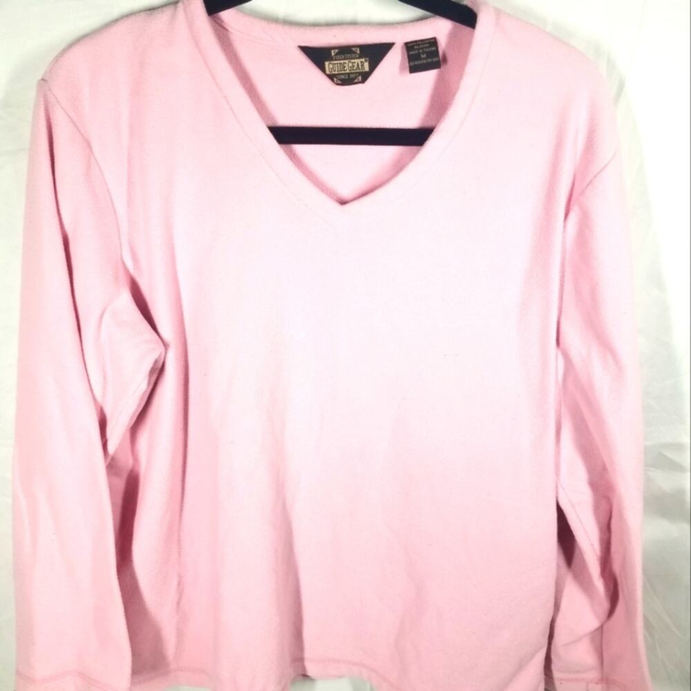 Guidegear Pink fleece Vneck shirt, Medium